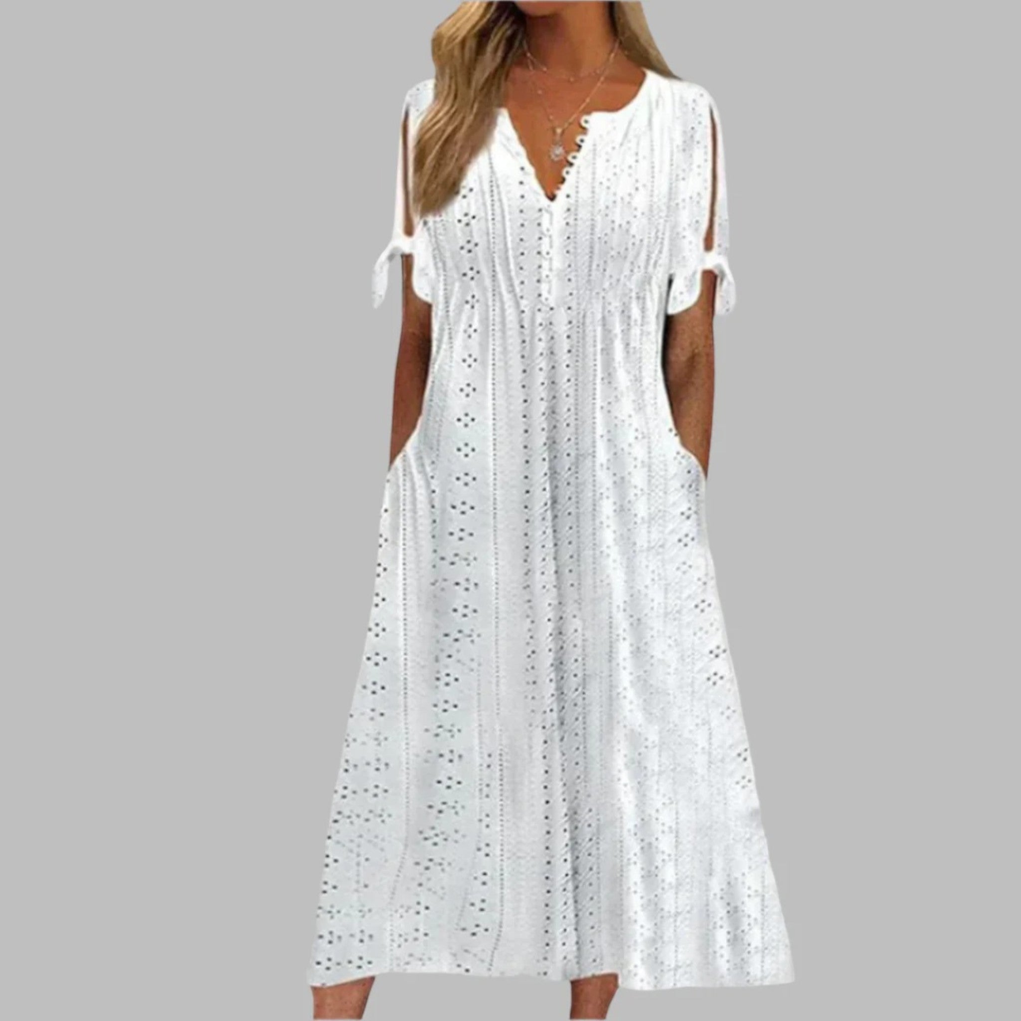 Amelia | Robe D'Été Simple À Col En V Pour Femme | Maxi