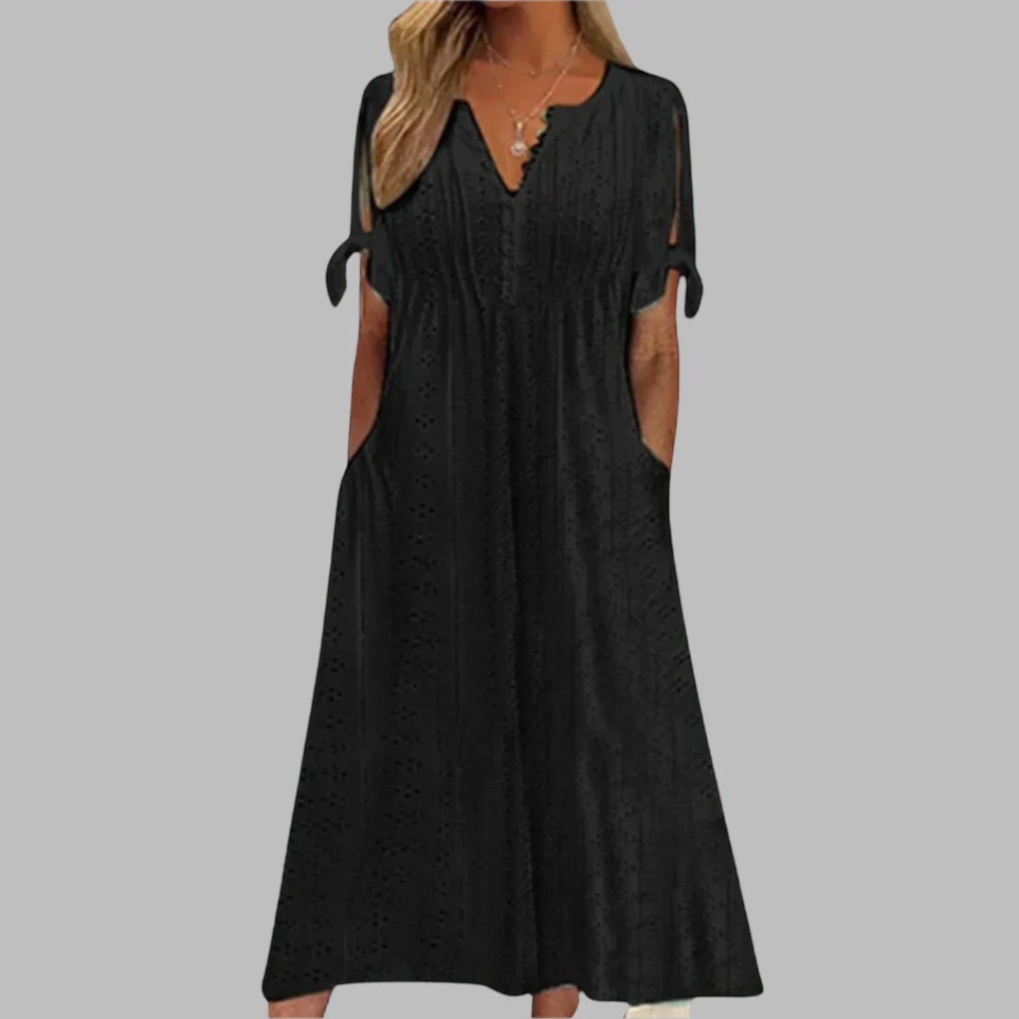 Amelia | Robe D'Été Simple À Col En V Pour Femme | Maxi