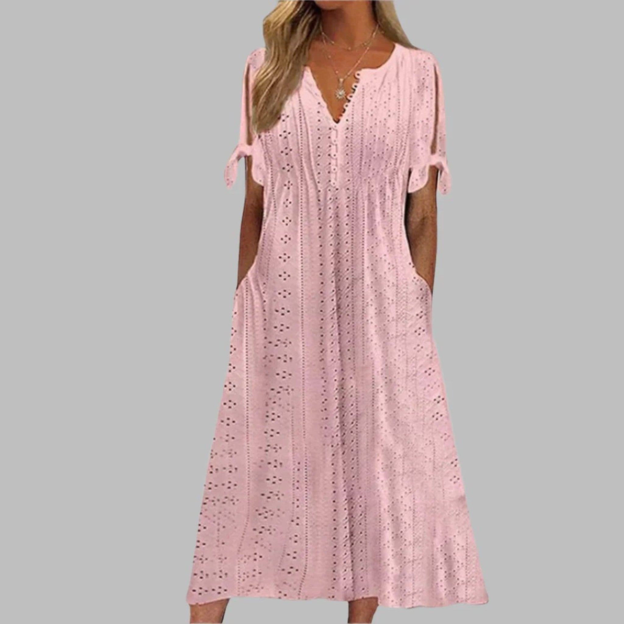 Amelia | Robe D'Été Simple À Col En V Pour Femme | Maxi