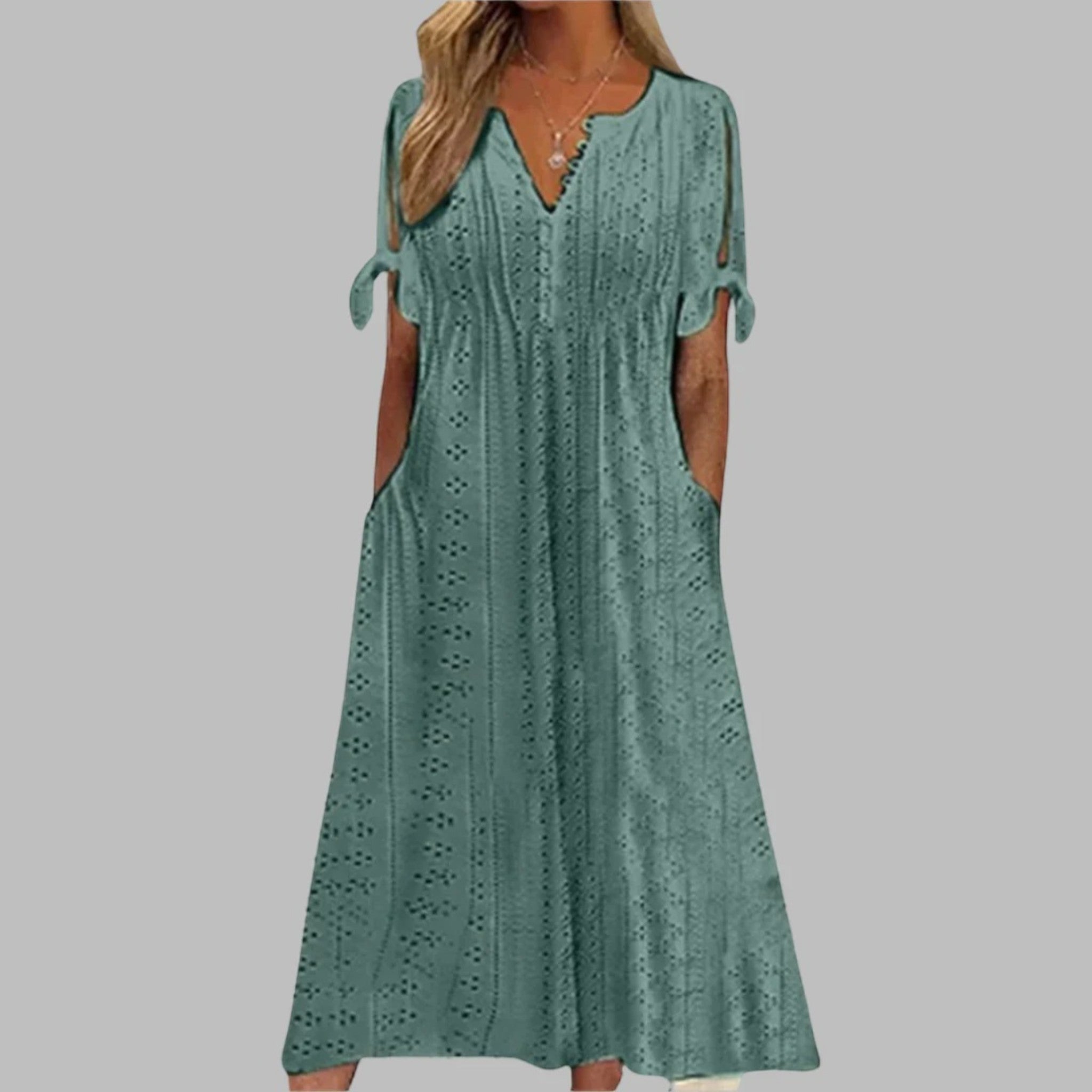 Amelia | Robe D'Été Simple À Col En V Pour Femme | Maxi