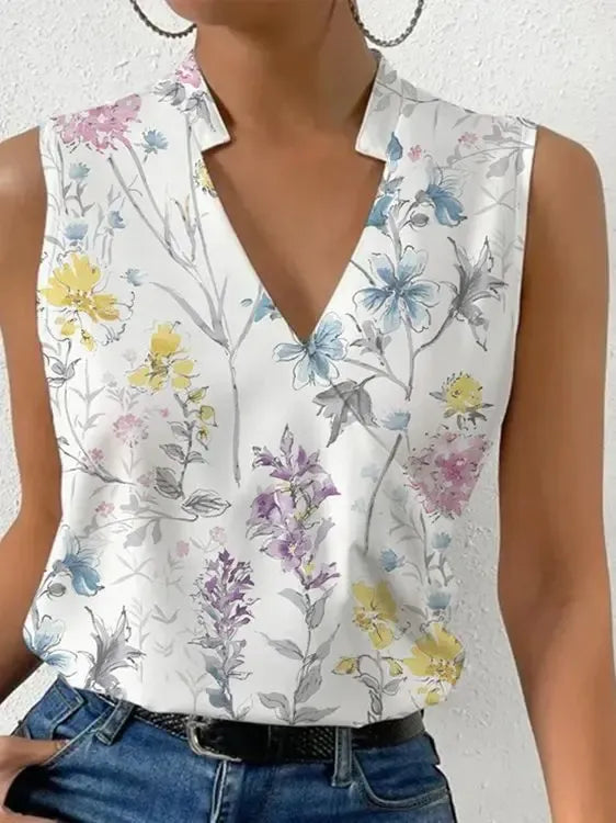 Top d'Été Doux pour Femme à Col V – Confort et Style Décontracté - Chloé