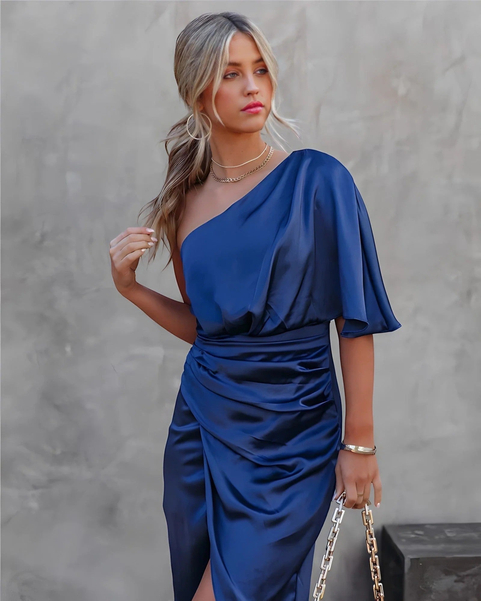 Camille - Robe de soirée élégante asymétrique pour femme - Midi
