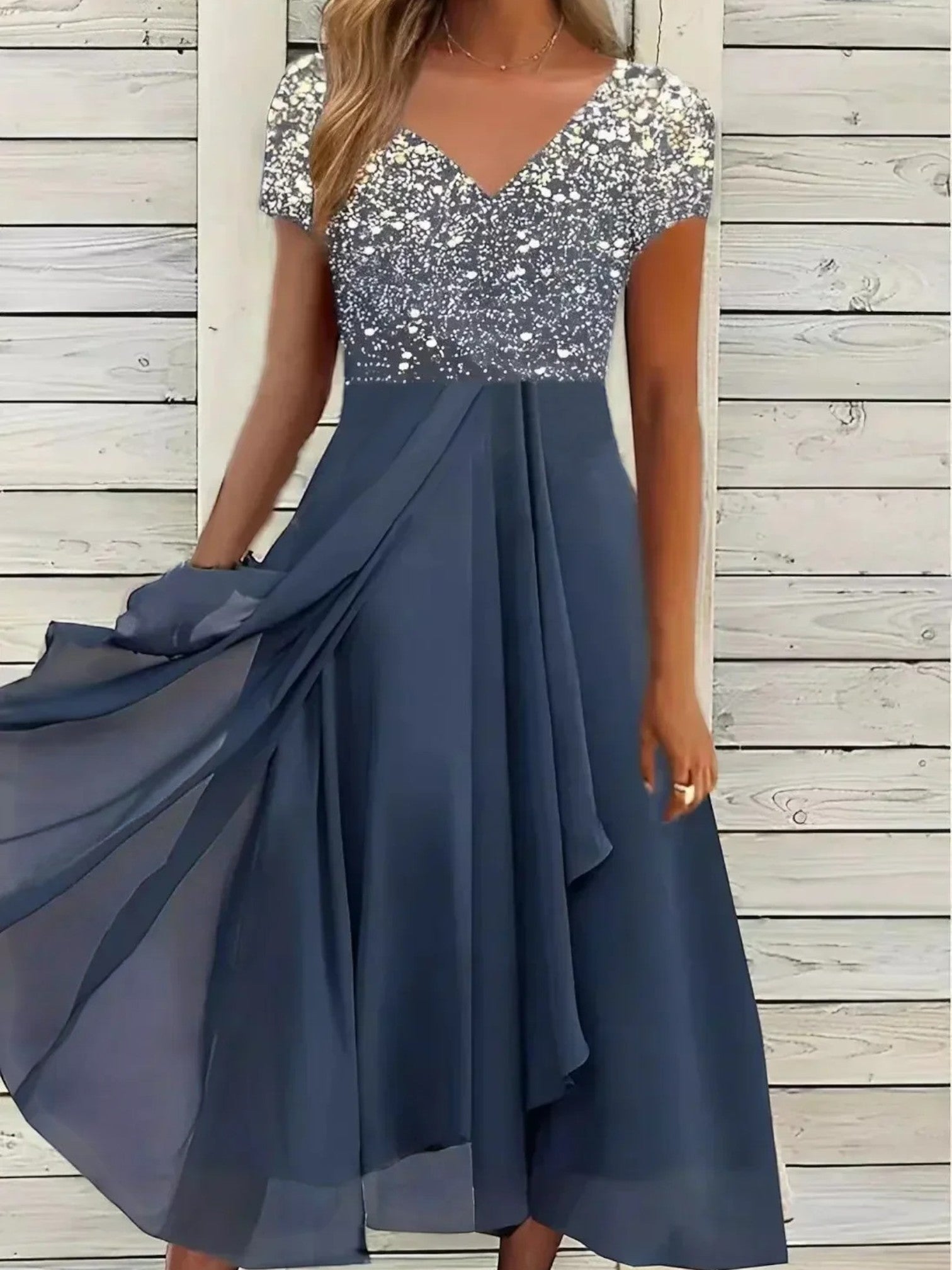Leona | Robe D'été Élégante À Col En V Pour Femmes | Midi
