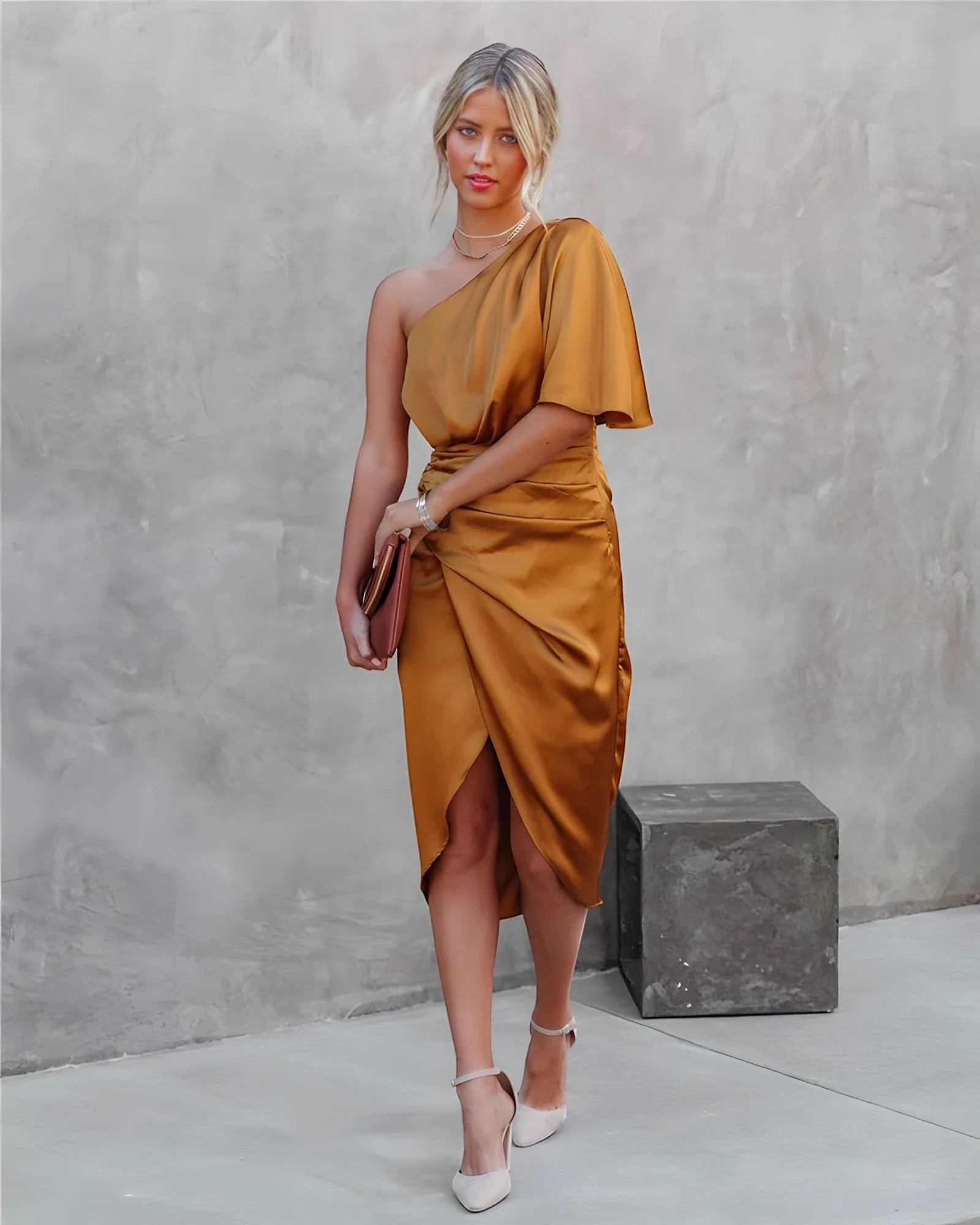 Camille - Robe de soirée élégante asymétrique pour femme - Midi
