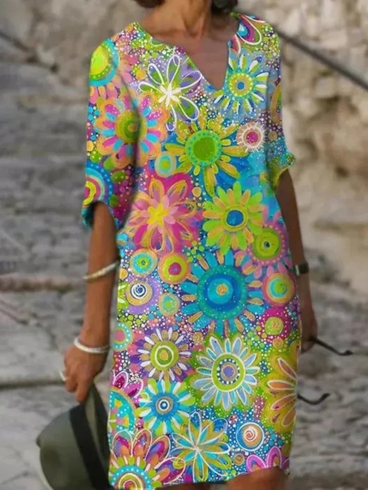 Camila | Robe Longue À Fleurs À Col En V Pour Femme | Midi