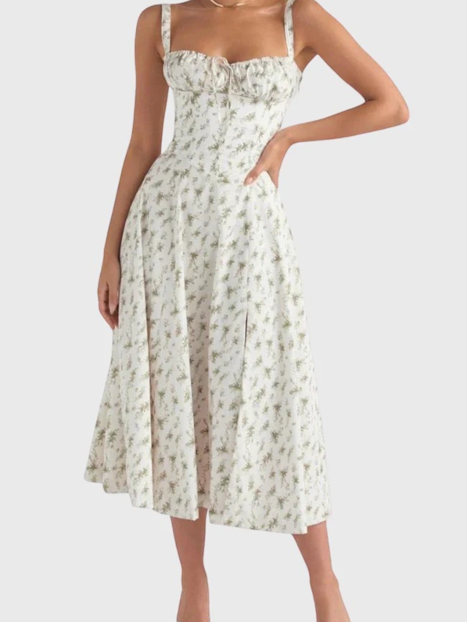 Sienna | Robe D'Été Fleurie Avec Fente Pour Femme | Midi