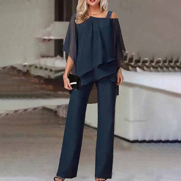 Jumpsuit Élégant avec Blouse Cold Shoulder – Chic et Confort - Sophie