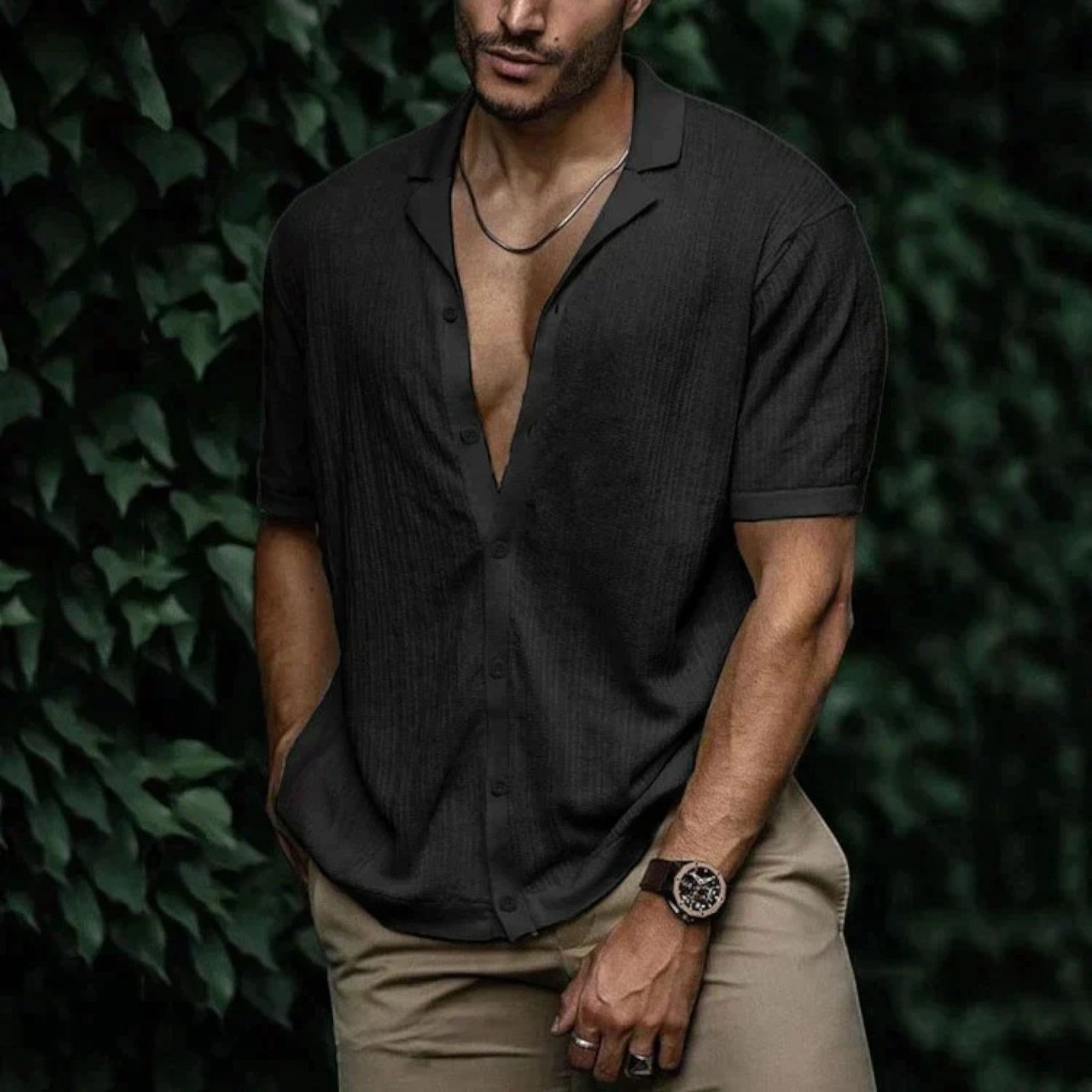 Isaac | Chemise Boutonnée Décontractée Pour Hommes | Manches Courtes