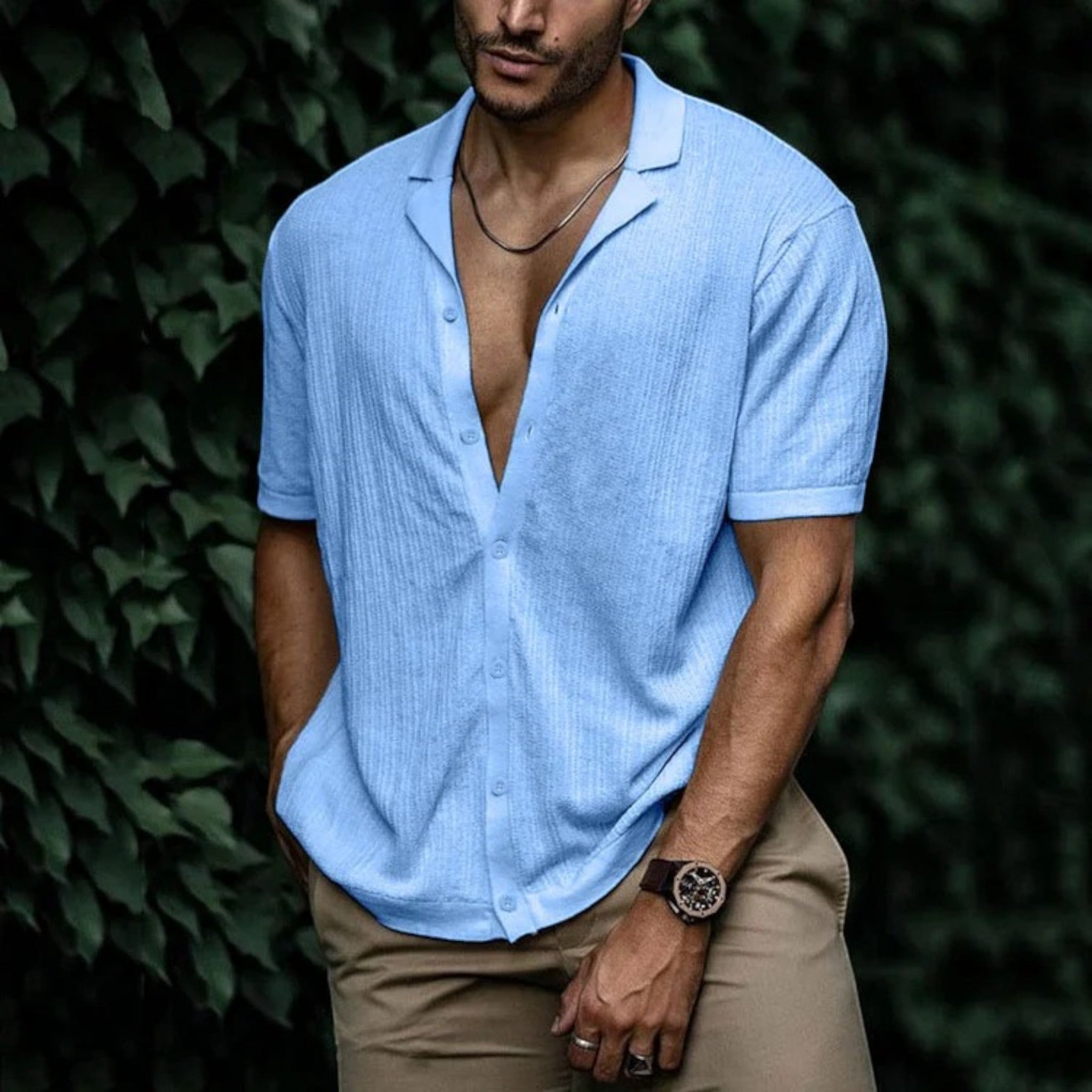 Isaac | Chemise Boutonnée Décontractée Pour Hommes | Manches Courtes