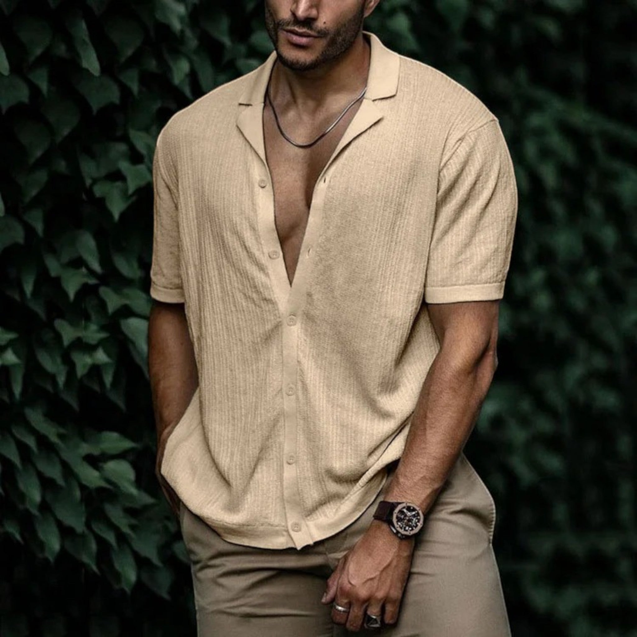 Isaac | Chemise Boutonnée Décontractée Pour Hommes | Manches Courtes