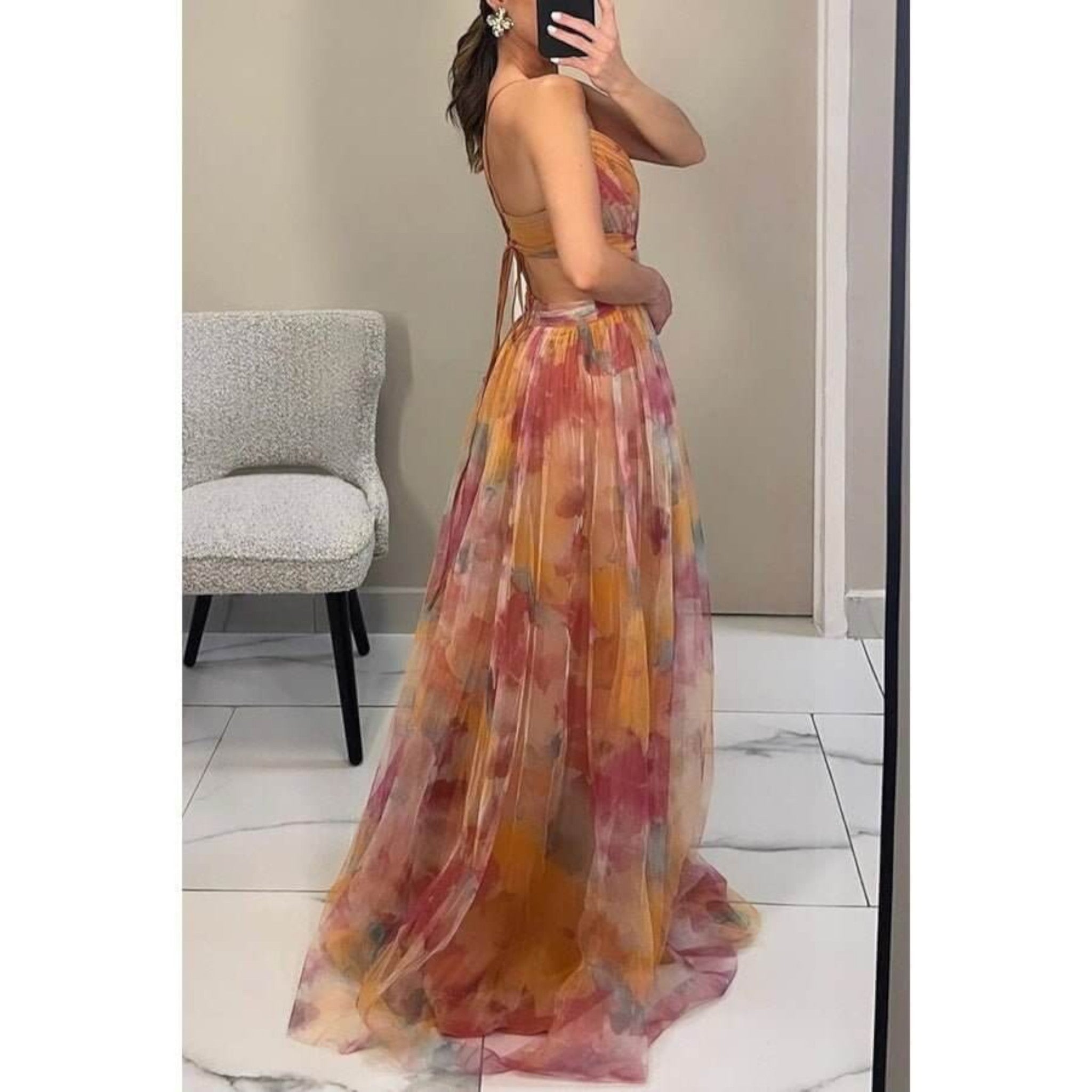 Angela | Robe De Soirée À Fleurs Pour Femmes | Maxi