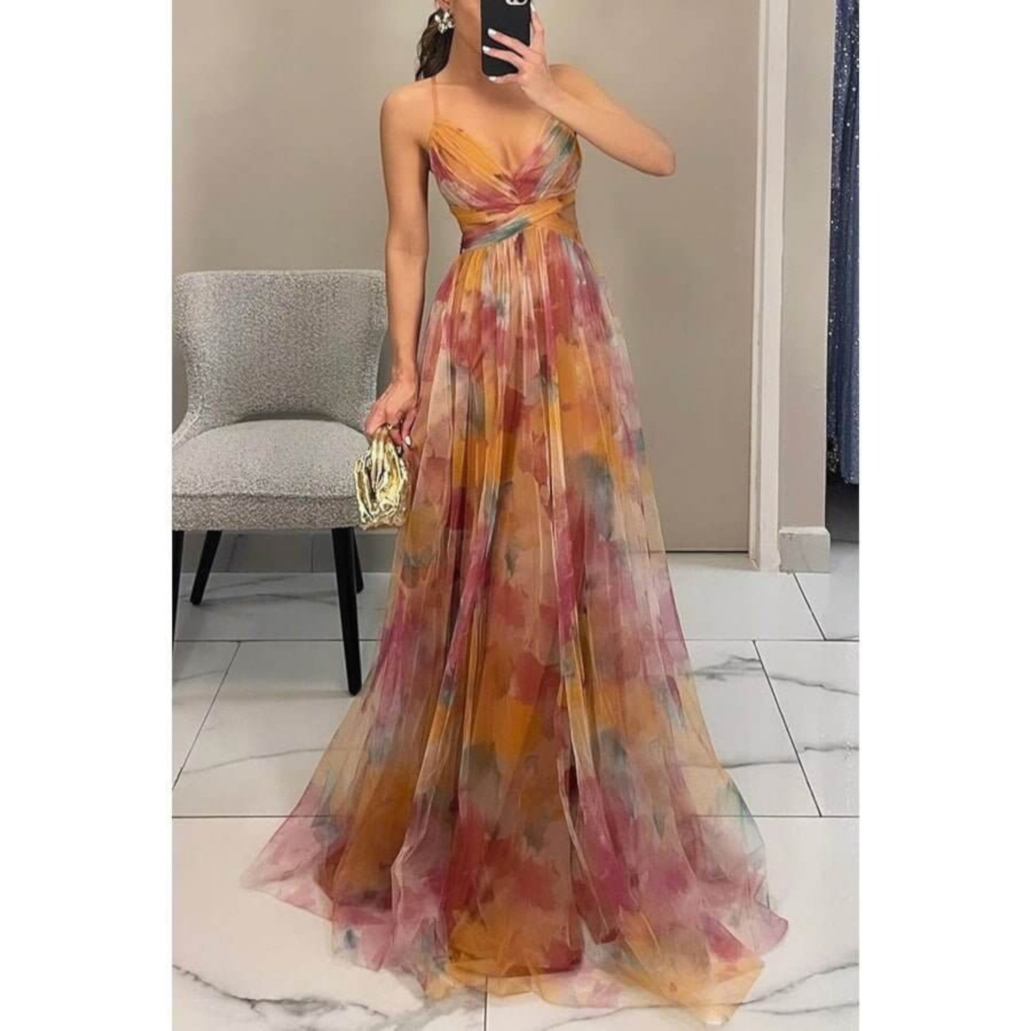 Angela | Robe De Soirée À Fleurs Pour Femmes | Maxi