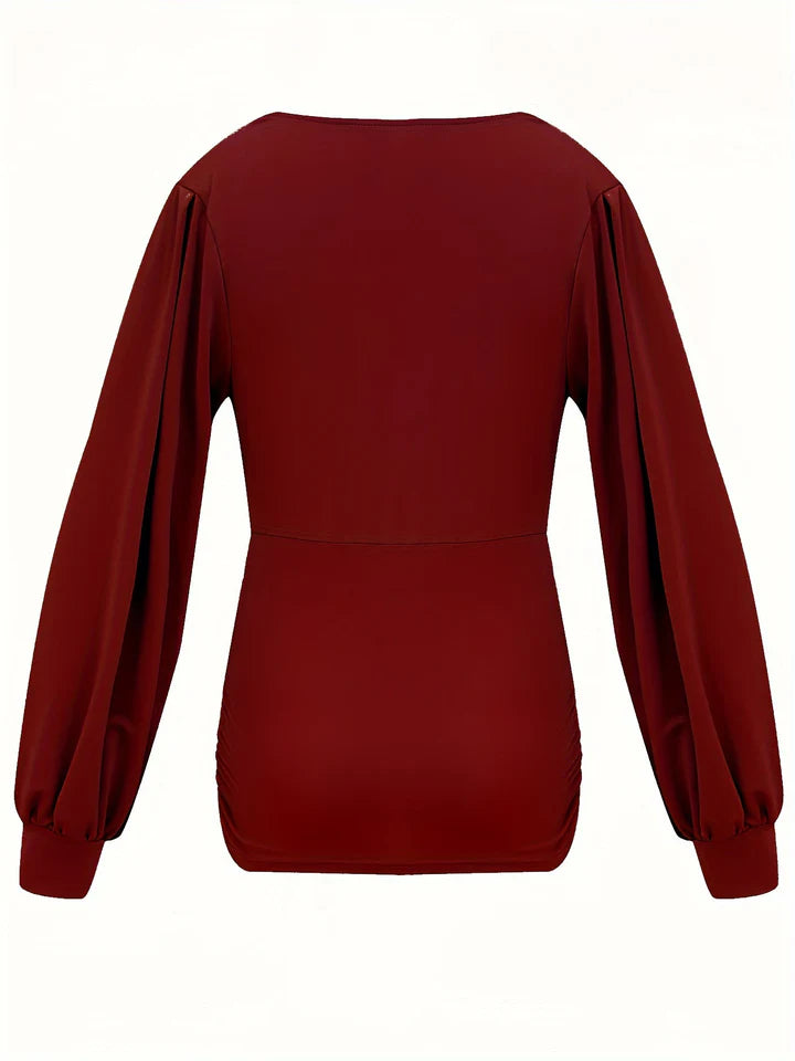 Chloé - Chemise unie à col en V et manches bouffantes