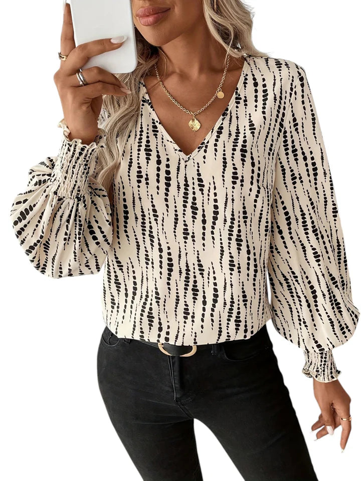 Jenna - Blouse élégante à col en V, coupe régulière