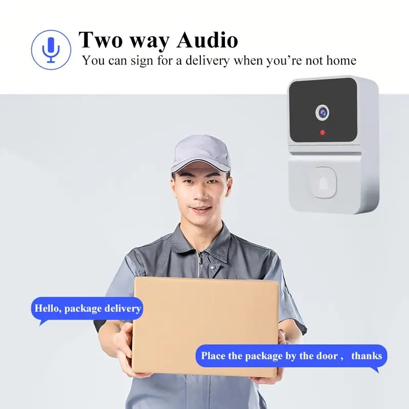 Caméra de Sonnette WiFi Intelligente avec Batterie Intégrée – Sécurité Sans Fil, Audio Bidirectionnel, Vision Nocturne, Rechargeable par USB - Max