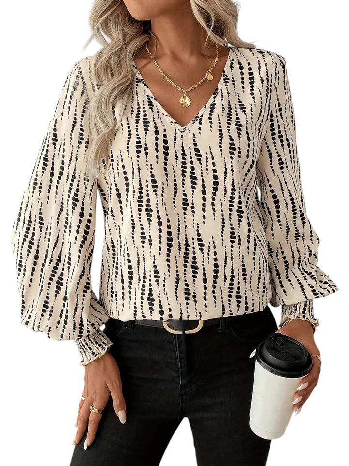 Jenna - Blouse élégante à col en V, coupe régulière