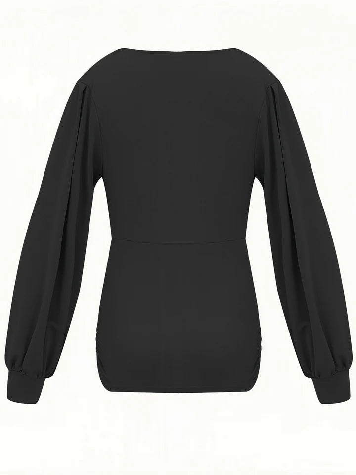 Chloé - Chemise unie à col en V et manches bouffantes