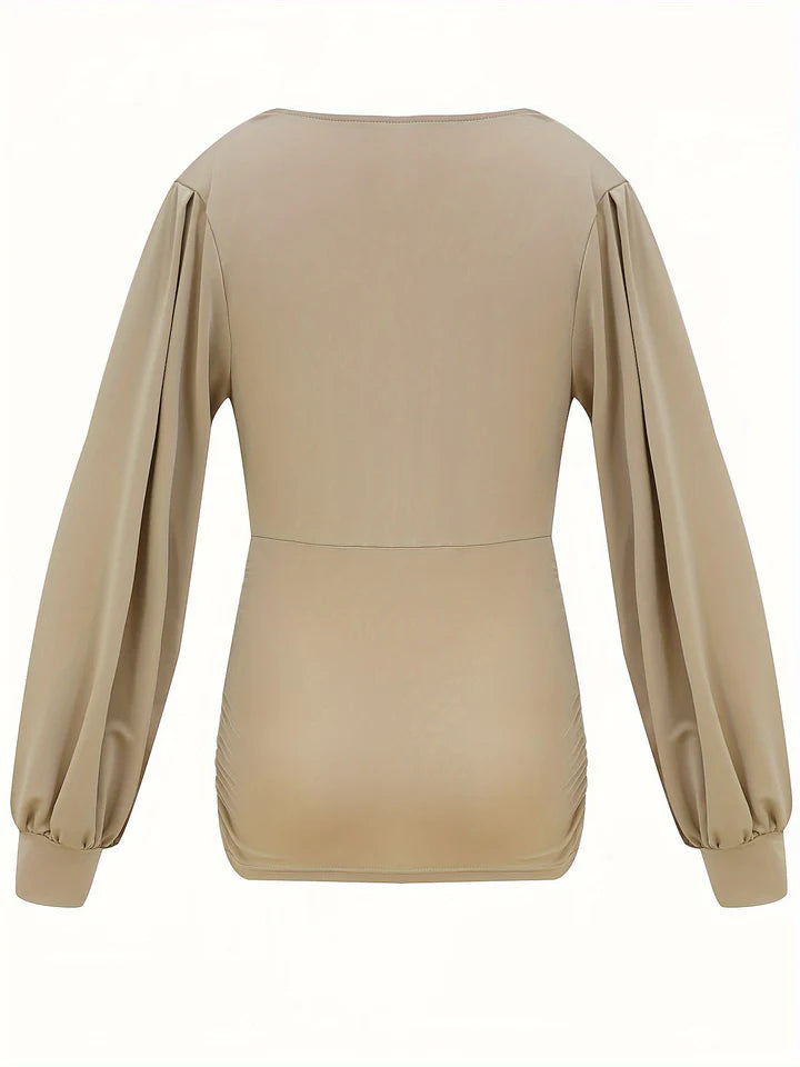 Chloé - Chemise unie à col en V et manches bouffantes