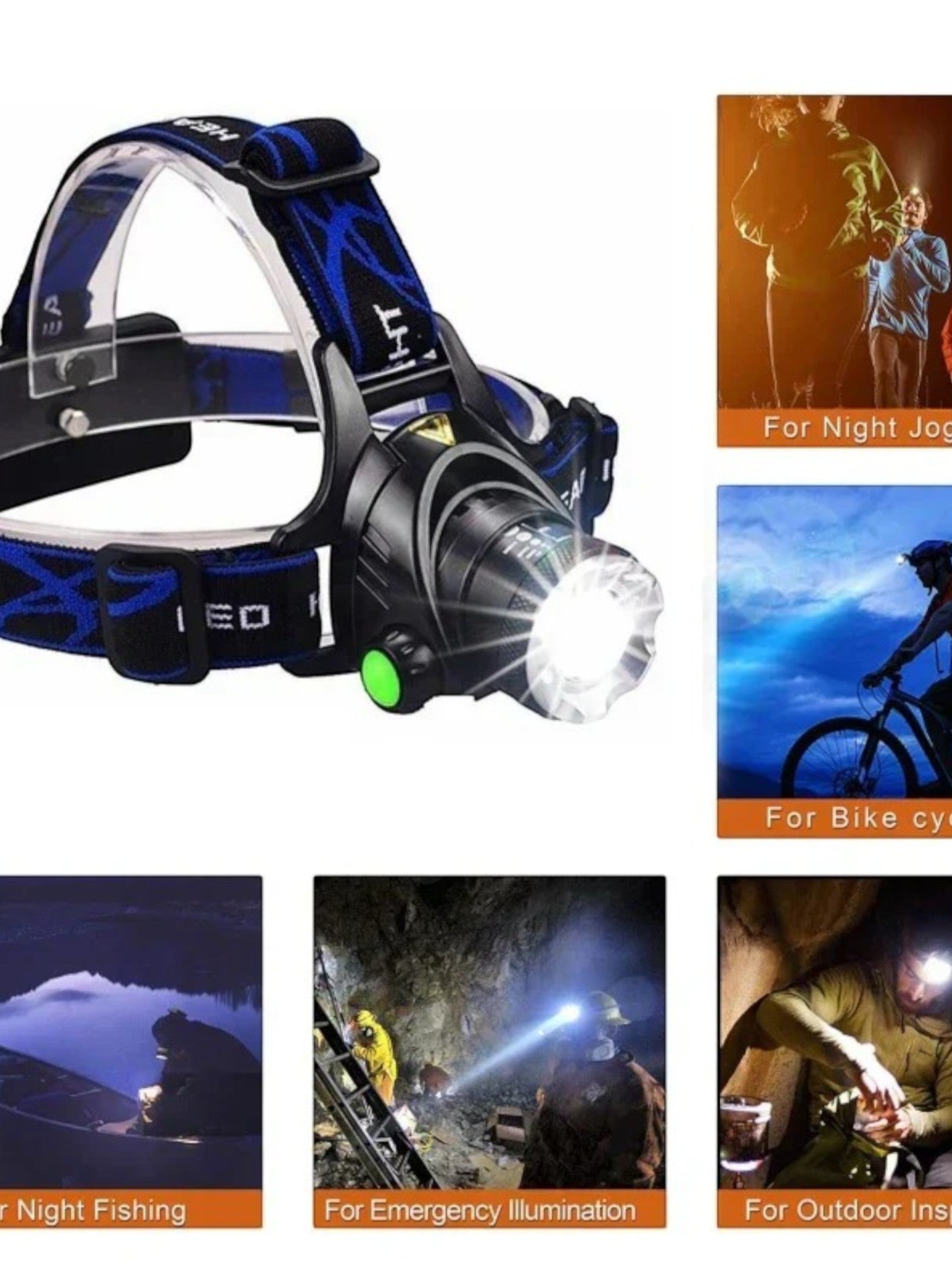 Lampe Frontale LED Rechargeable – Puissante, Étanche et Longue Durée – PowerBeam