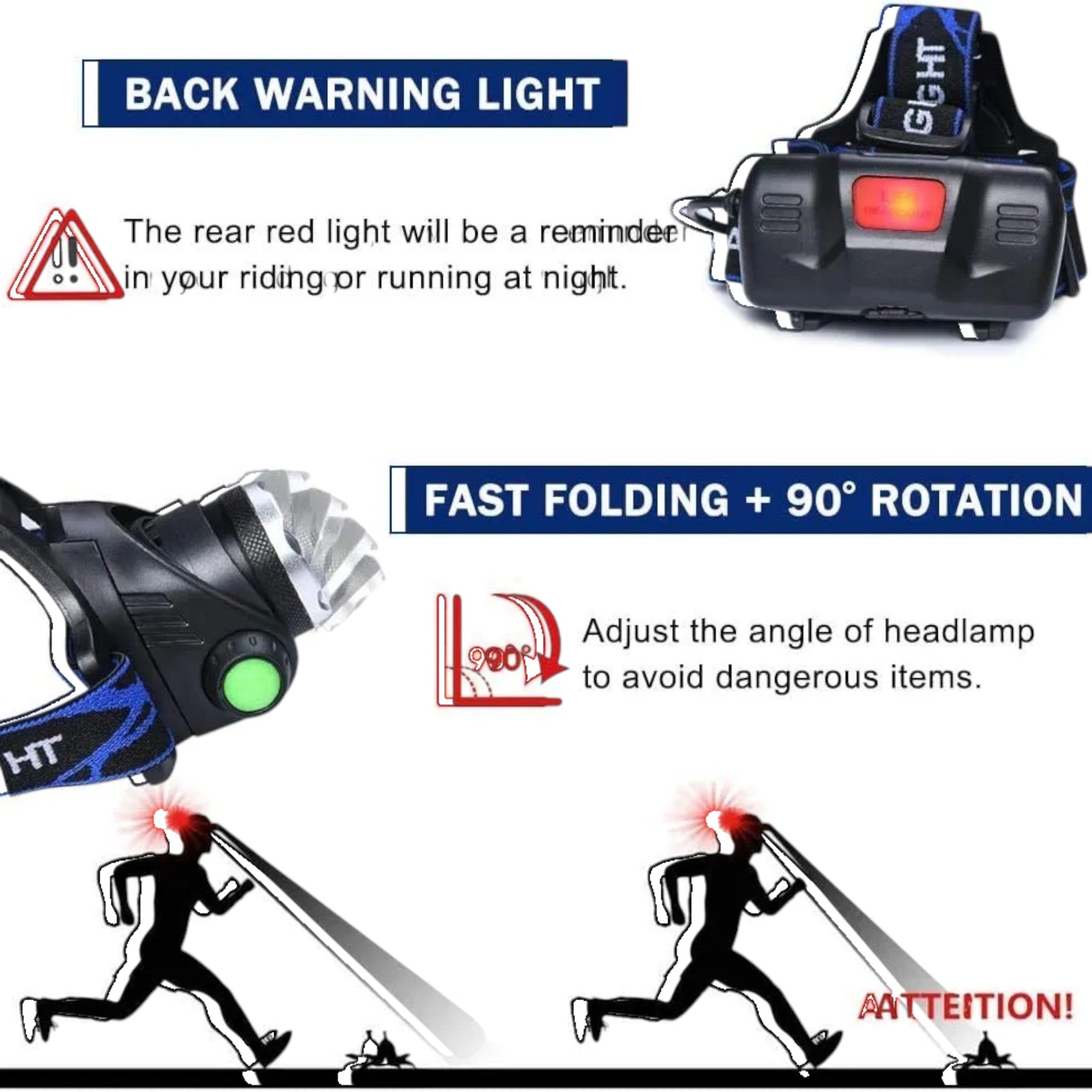 Lampe Frontale LED Rechargeable – Puissante, Étanche et Longue Durée – PowerBeam