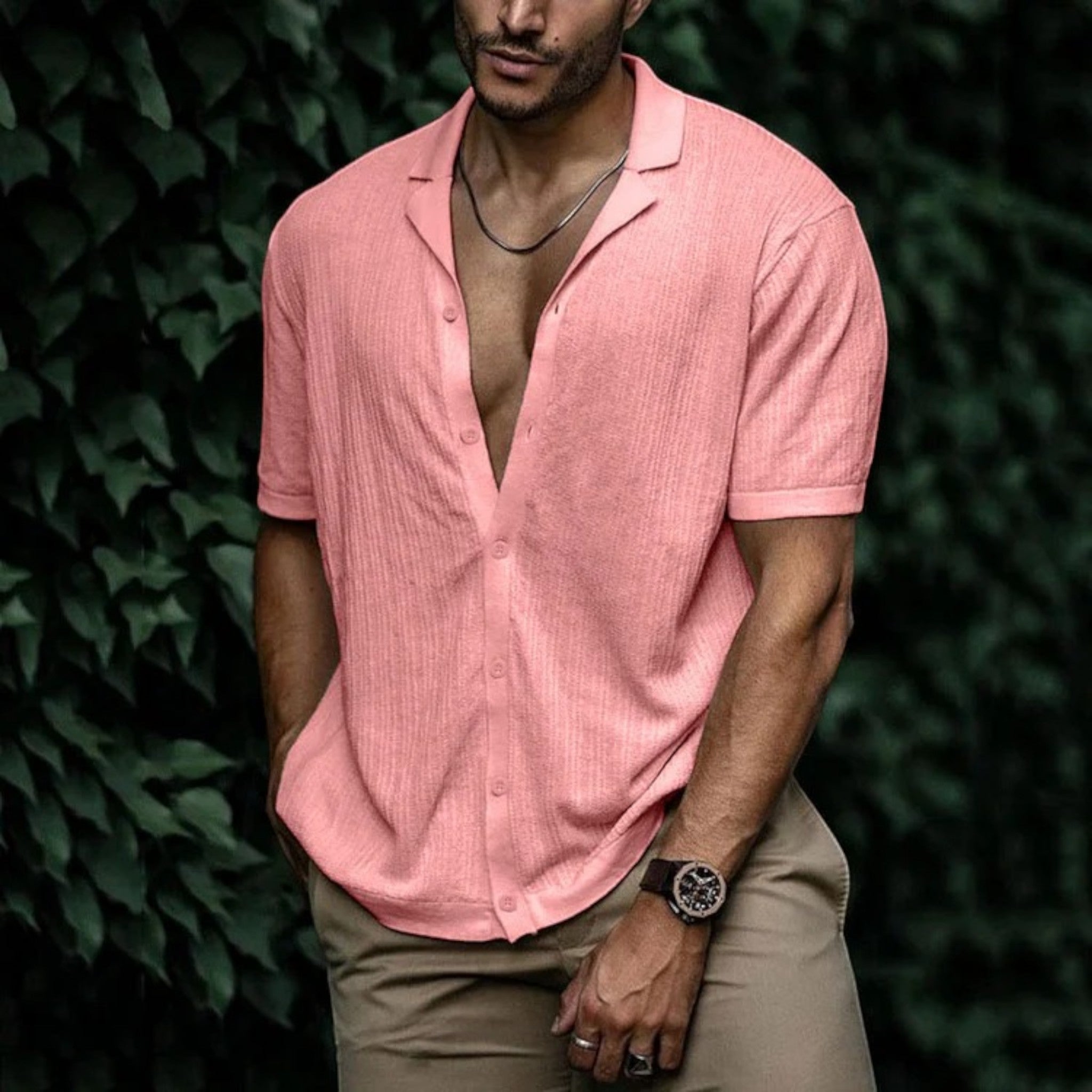 Isaac | Chemise Boutonnée Décontractée Pour Hommes | Manches Courtes
