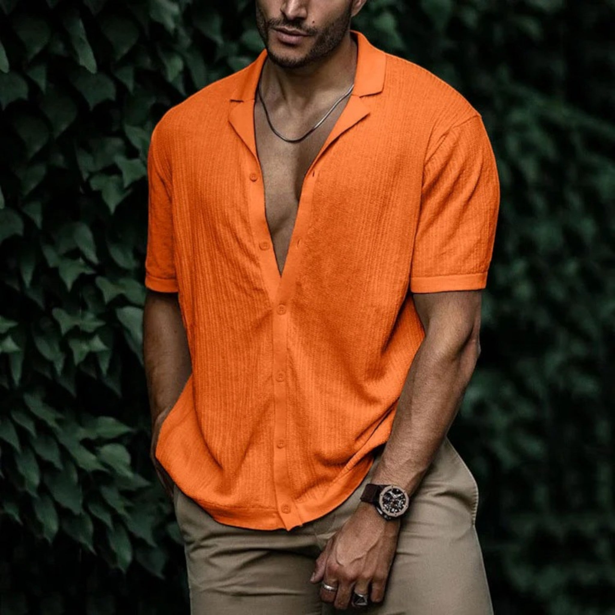Isaac | Chemise Boutonnée Décontractée Pour Hommes | Manches Courtes
