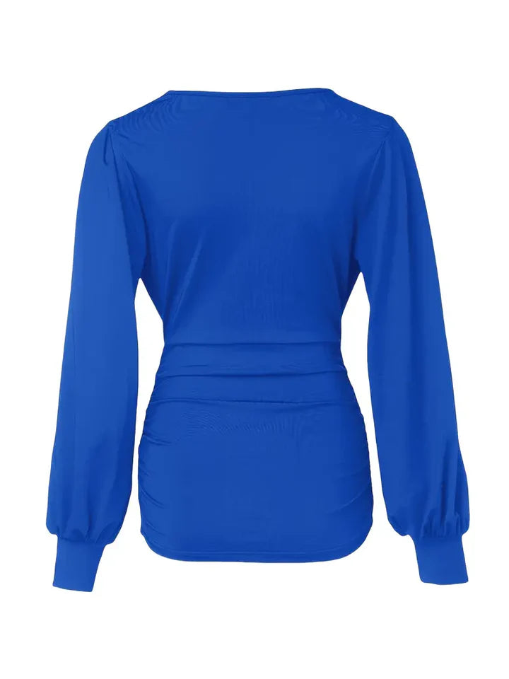 Chloé - Chemise unie à col en V et manches bouffantes