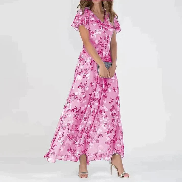 Chloe - Robe Élégante Colorée - Robe Maxi Fleurie Femme, Légère et Stylée