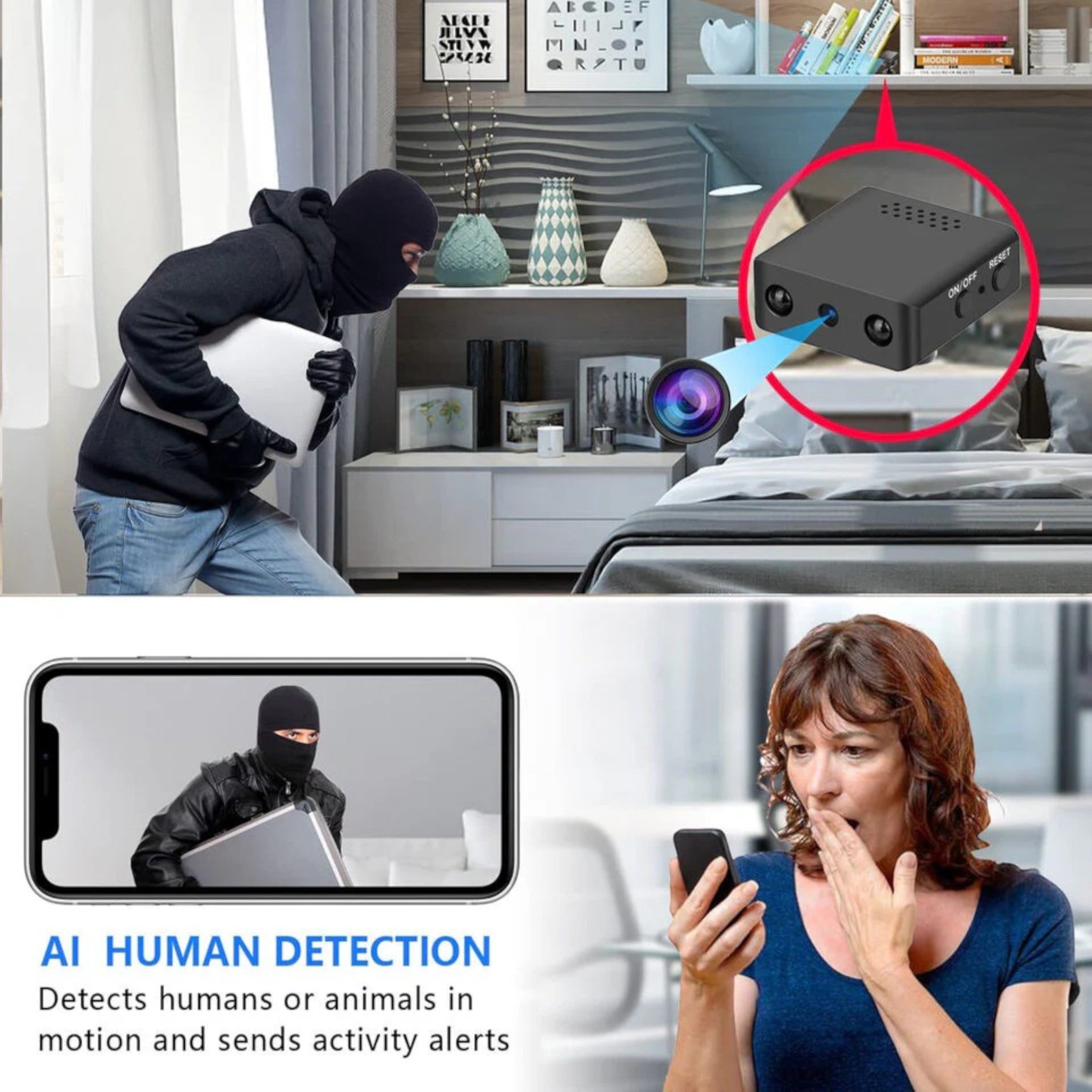Caméra Micro HD avec WiFi et Audio – Sécurité Compacte avec Vision Nocturne – StealthView