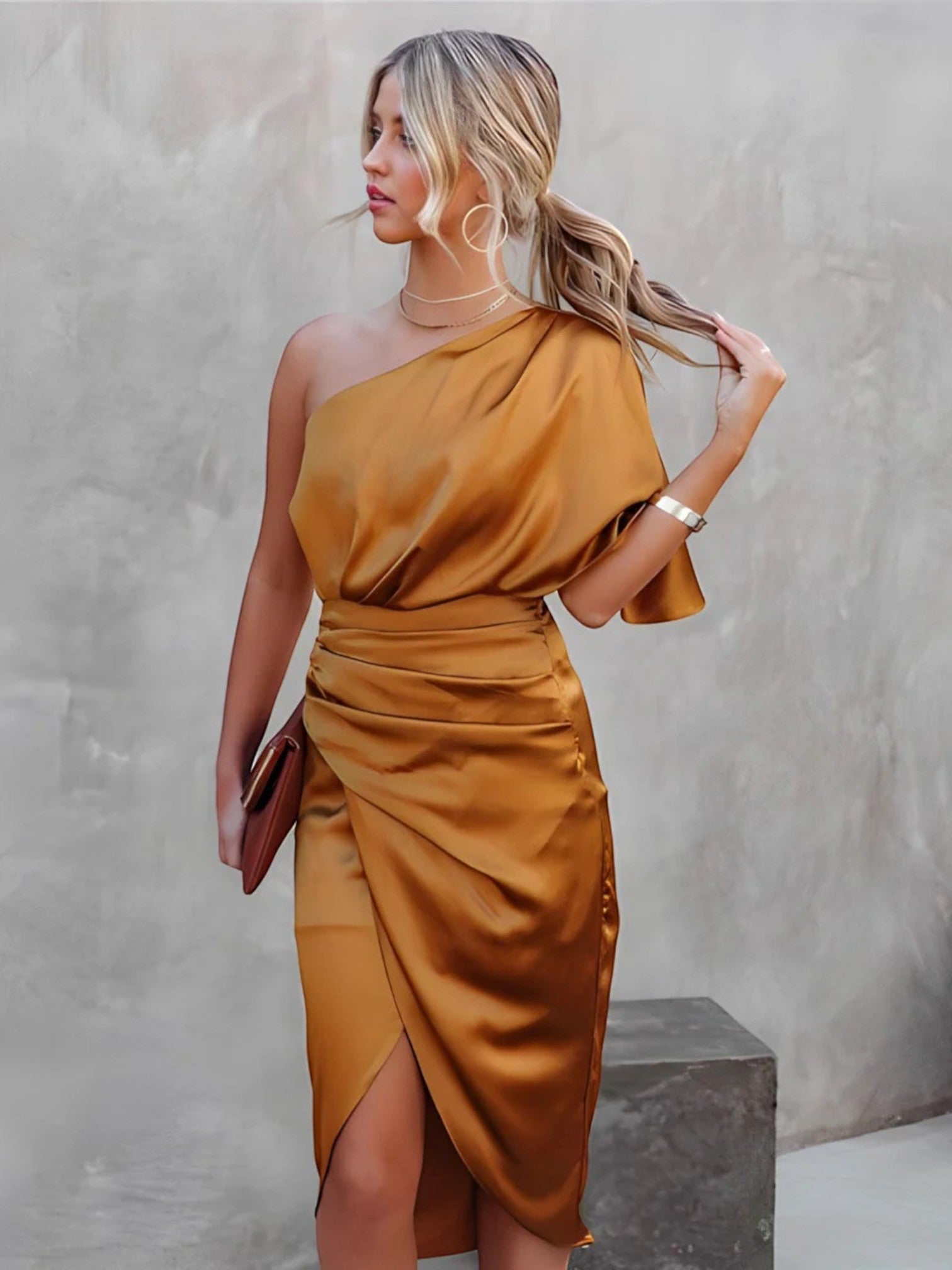 Camille - Robe de soirée élégante asymétrique pour femme - Midi