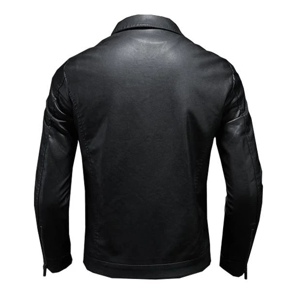 Lucien - Veste de Motard en Cuir avec Col Revers pour Homme