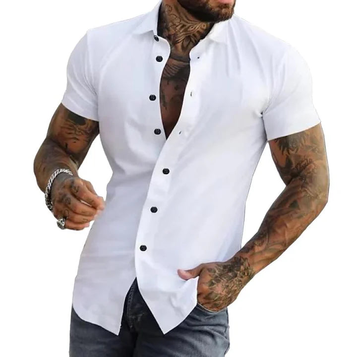Chemise Homme à Manches Courtes au Design Élancé – Chic & Moderne – SlimCraft