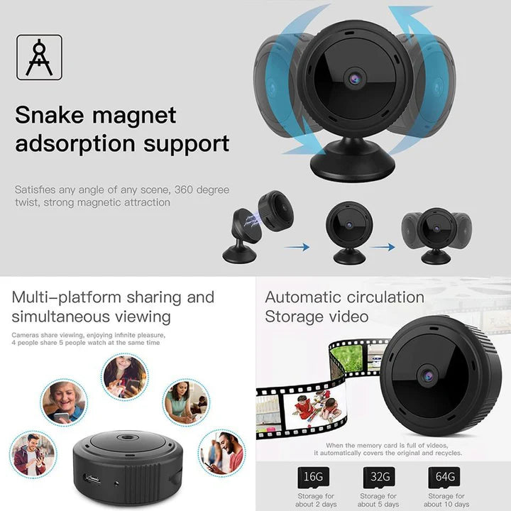 Mini Caméra WiFi 1080P HD – Vision Nocturne IR & Sécurité Maison