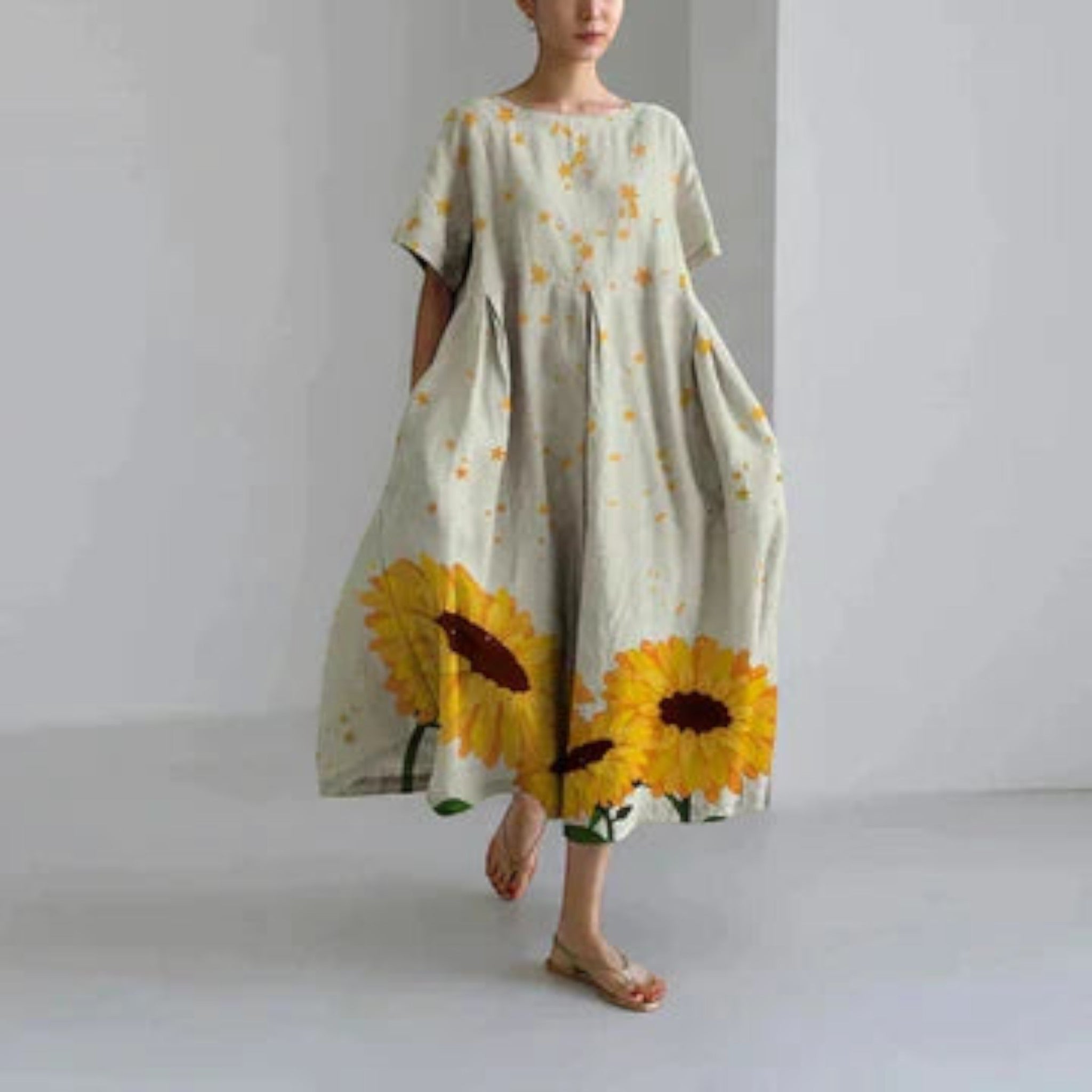 Sophie - Robe d'été trapèze à fleurs fluide pour femme | Maxi