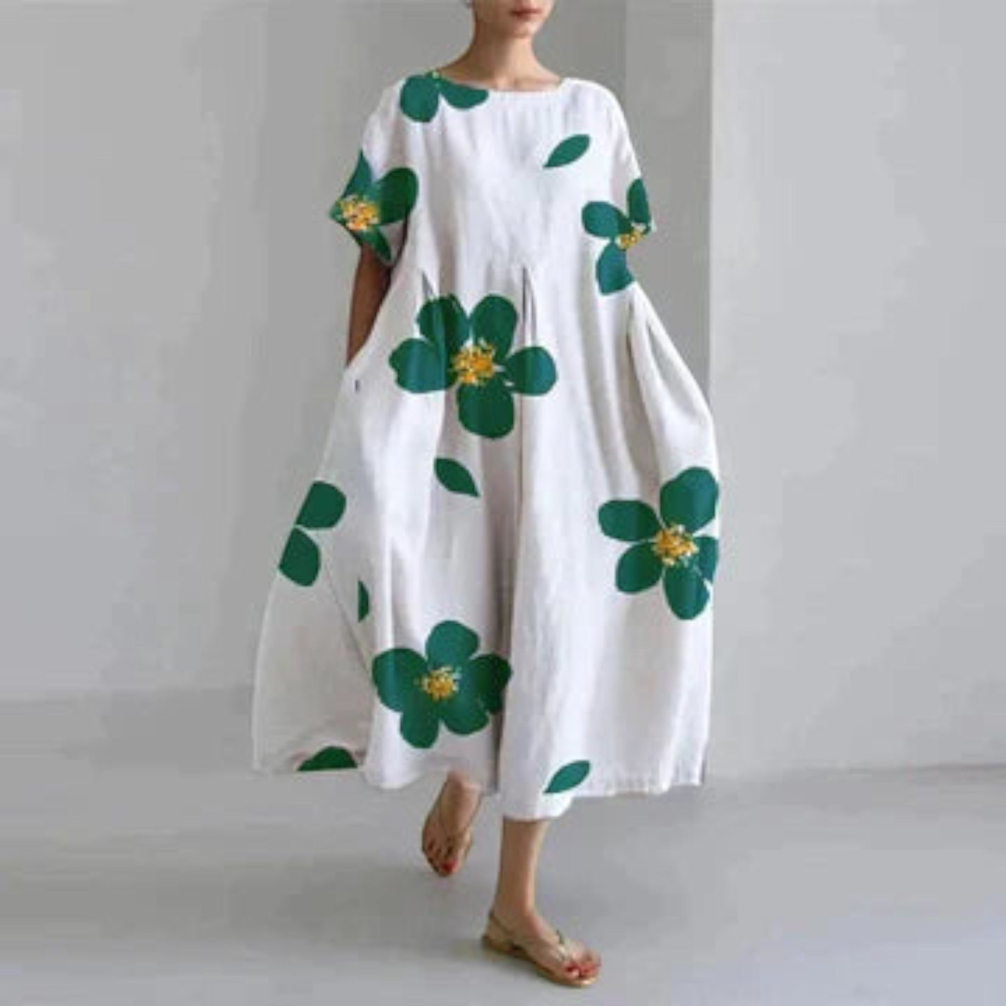 Sophie - Robe d'été trapèze à fleurs fluide pour femme | Maxi