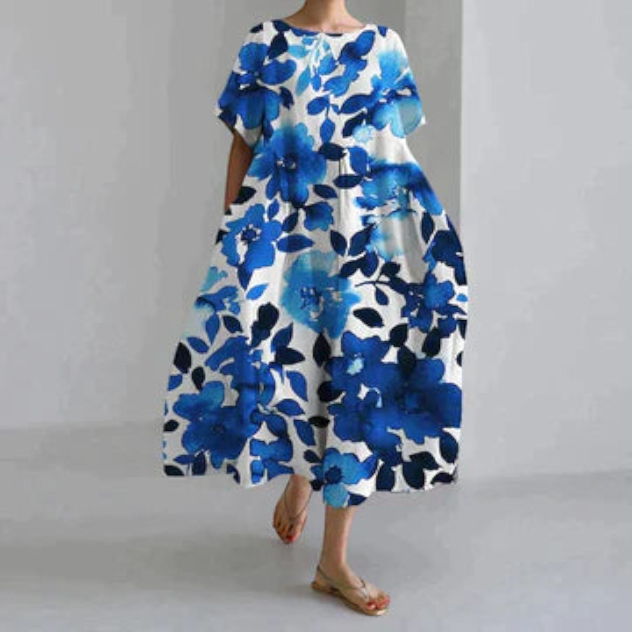 Sophie - Robe d'été trapèze à fleurs fluide pour femme | Maxi
