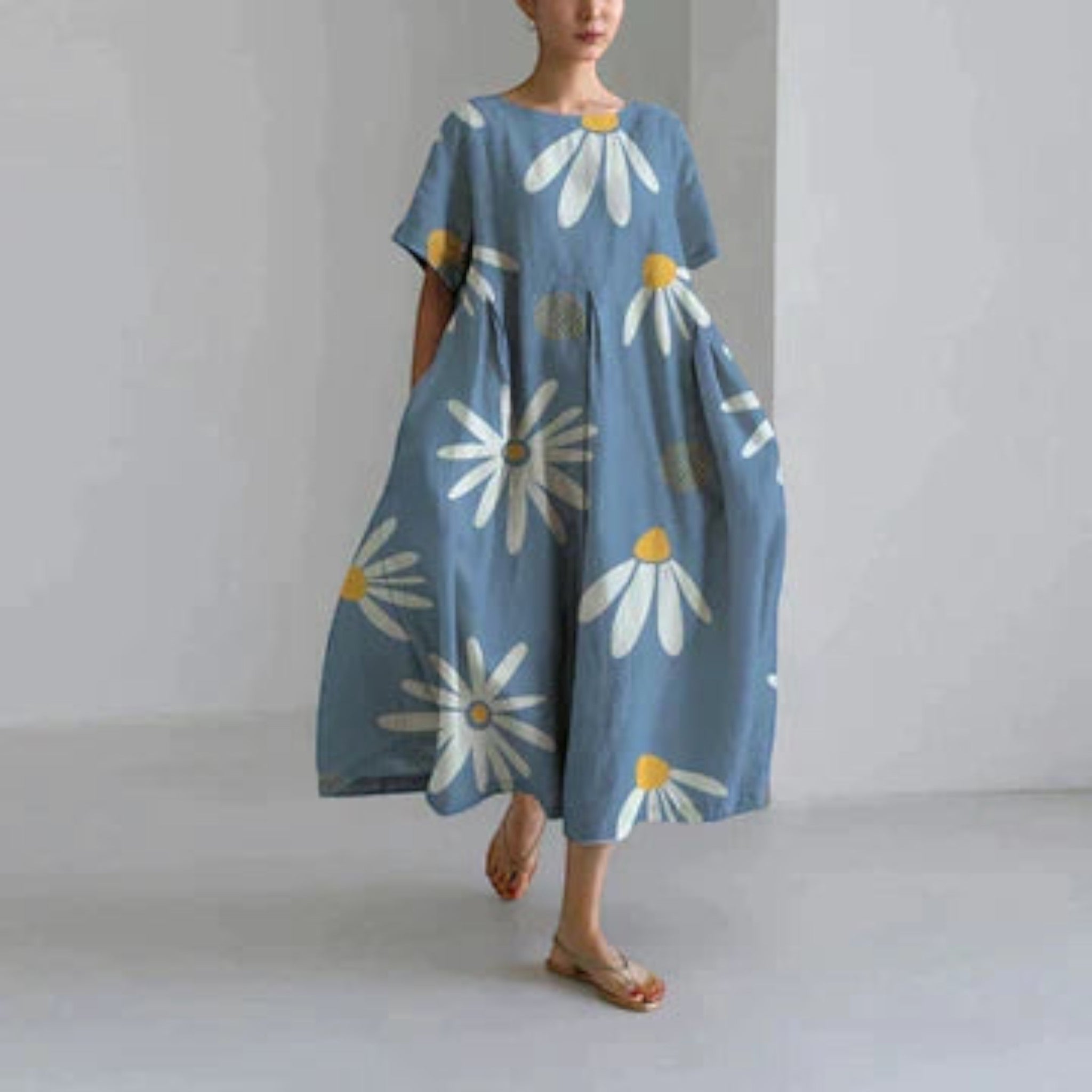 Sophie - Robe d'été trapèze à fleurs fluide pour femme | Maxi