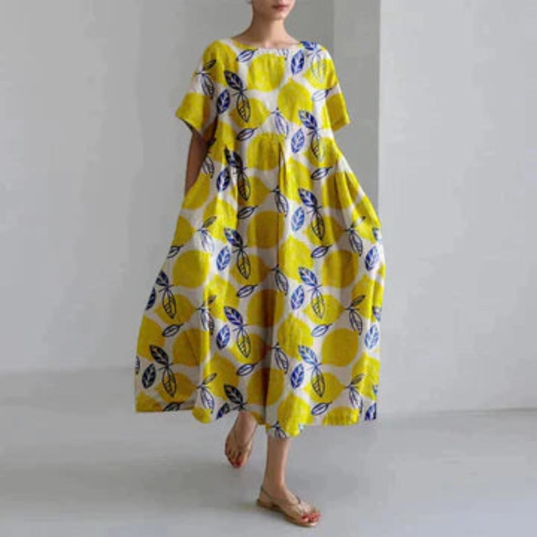 Sophie - Robe d'été trapèze à fleurs fluide pour femme | Maxi