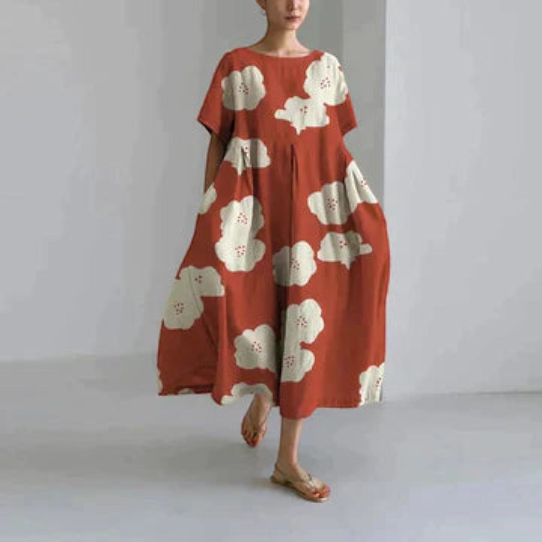 Sophie - Robe d'été trapèze à fleurs fluide pour femme | Maxi