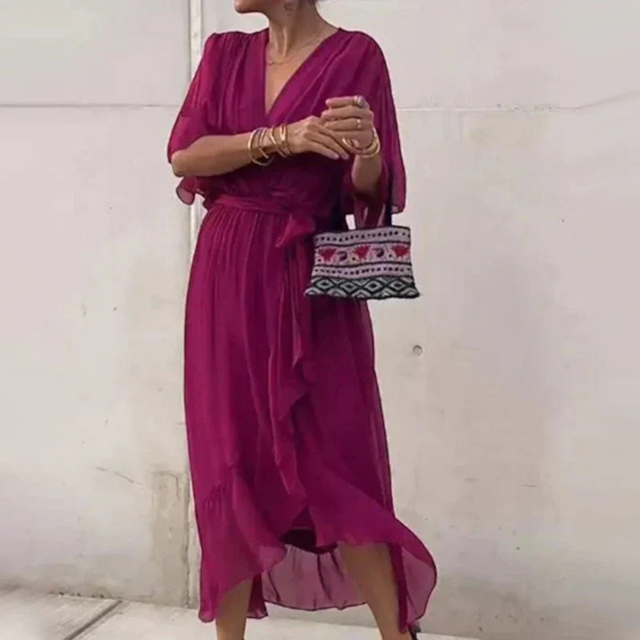 Camila | Robe De Soirée Élégante À Col En V Pour Femme | Maxi