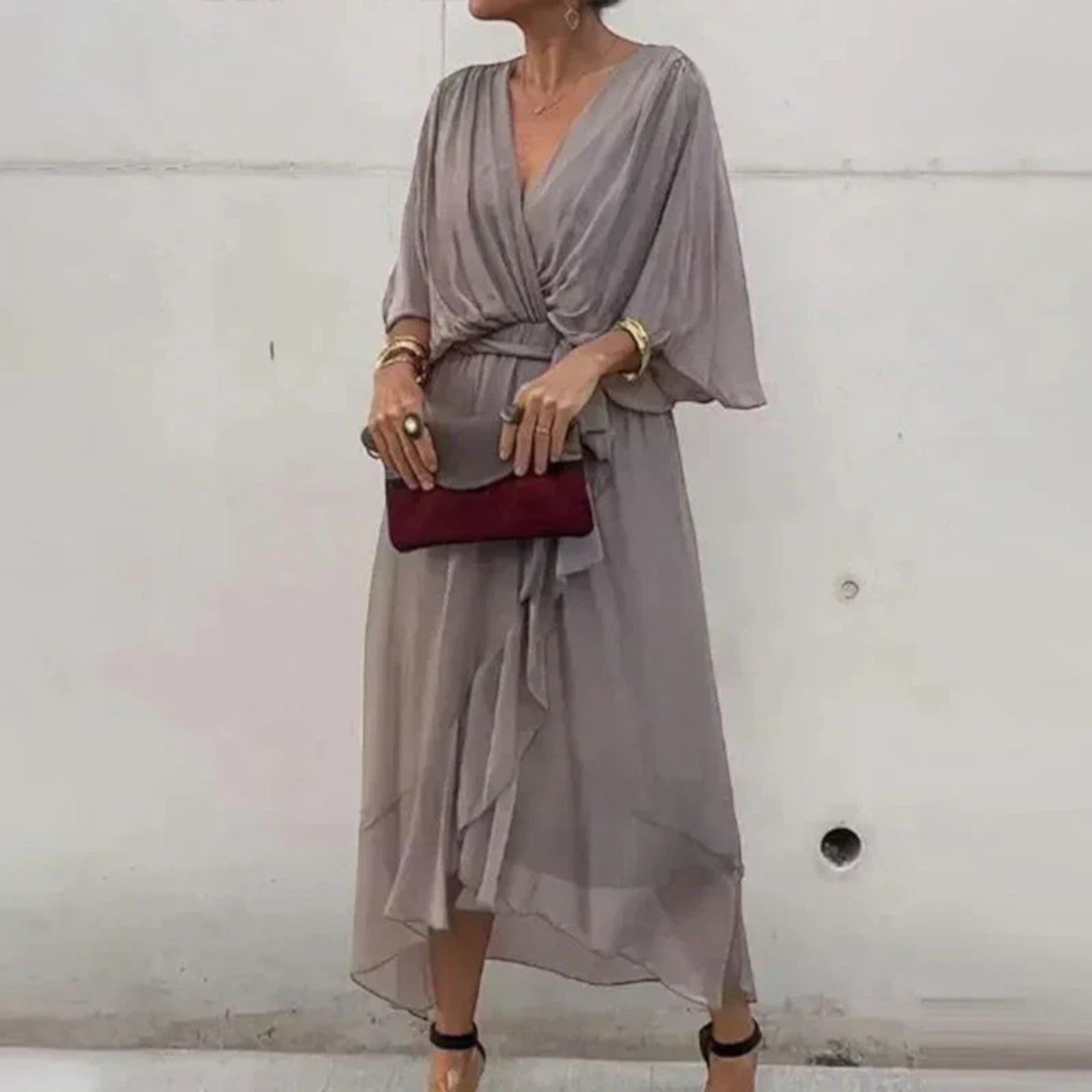Camila | Robe De Soirée Élégante À Col En V Pour Femme | Maxi