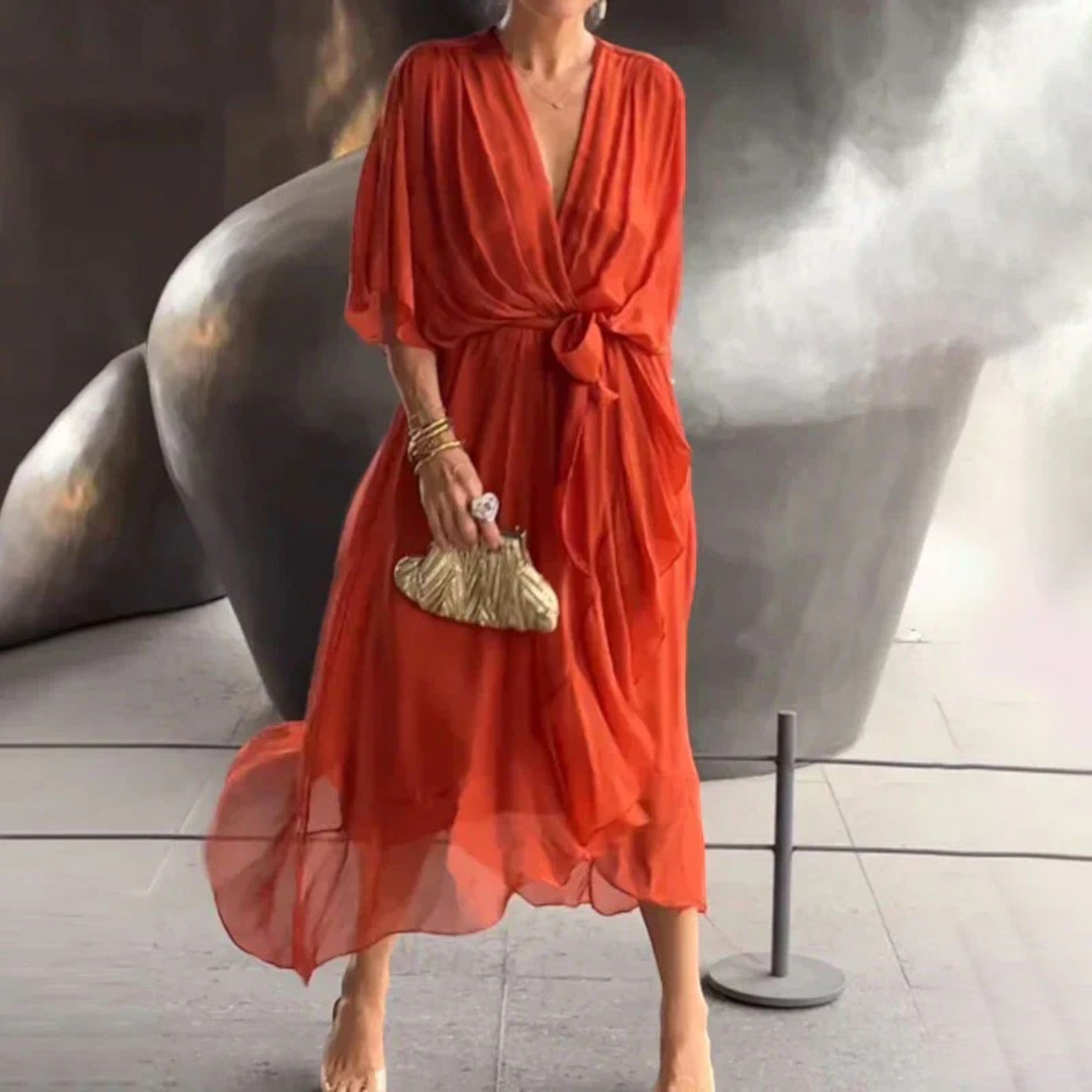 Camila | Robe De Soirée Élégante À Col En V Pour Femme | Maxi