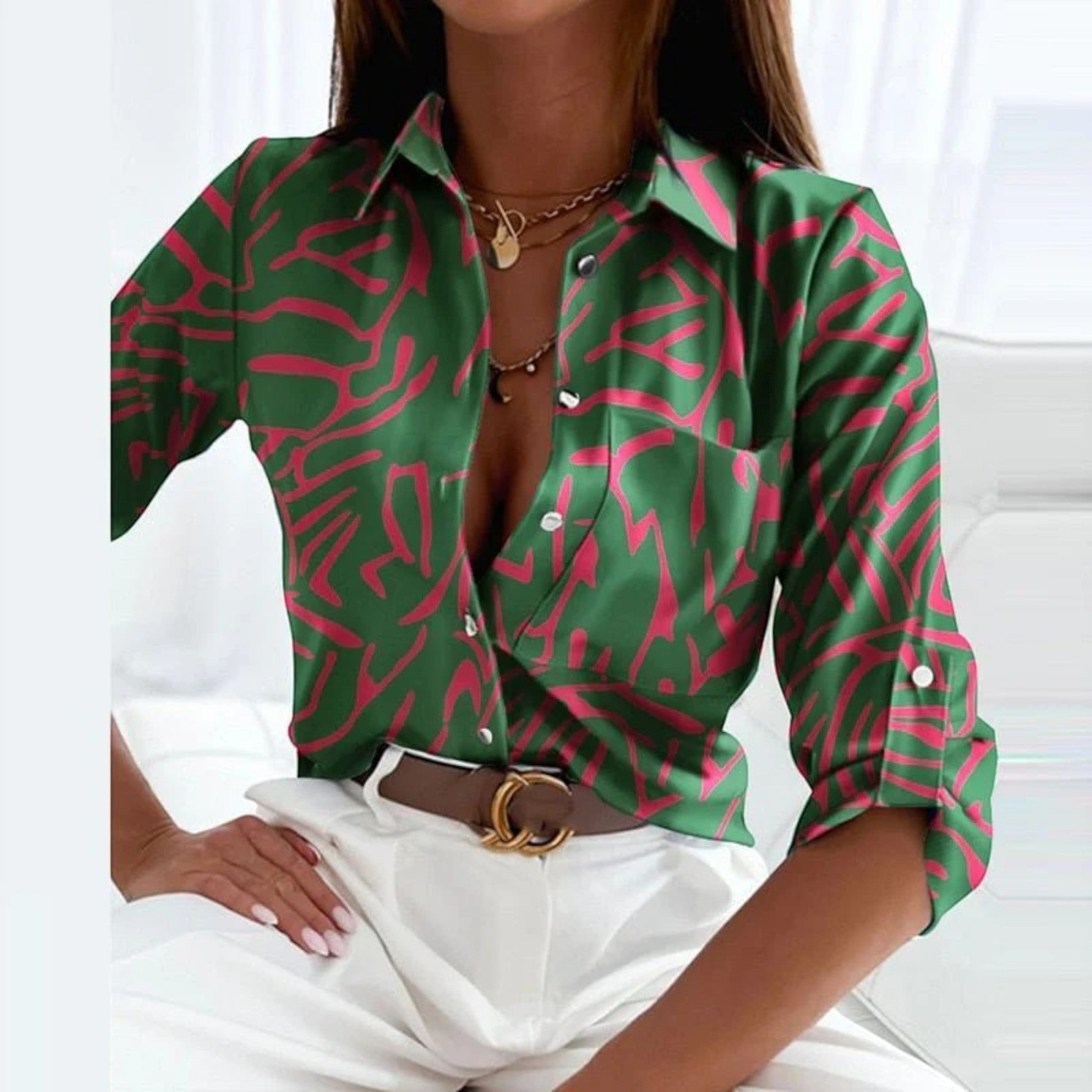 Camila | Chemise Chic Abstraite Pour Femmes | Manches Longues