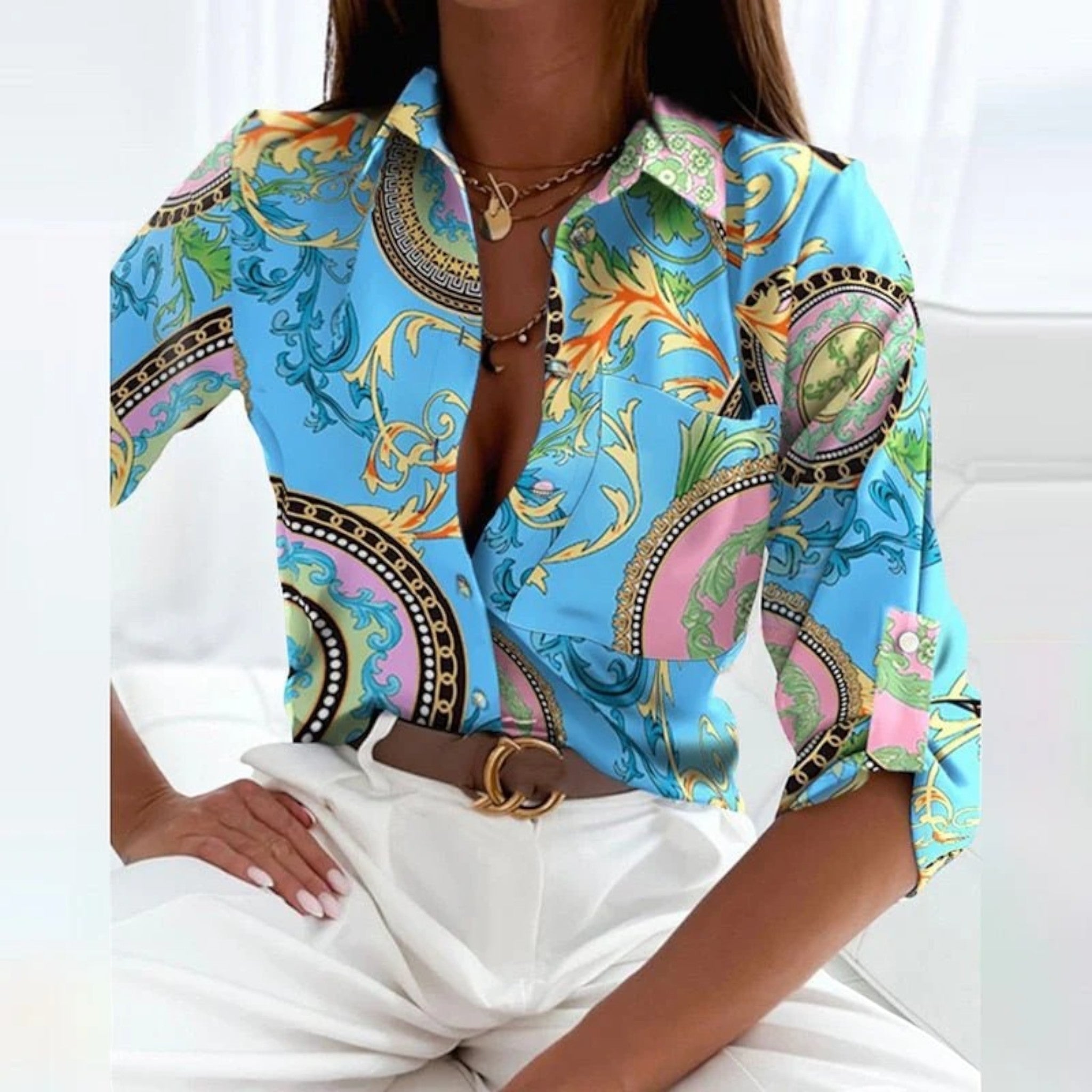 Camila | Chemise Chic Abstraite Pour Femmes | Manches Longues