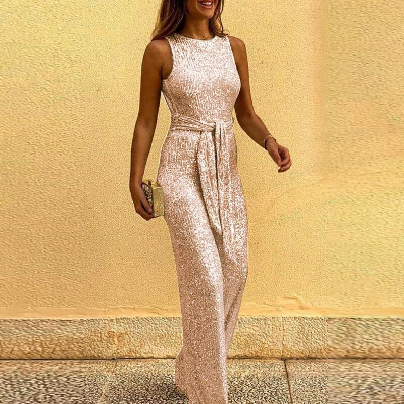 Glitzer Jumpsuit – Brillance et Élégance - Clara