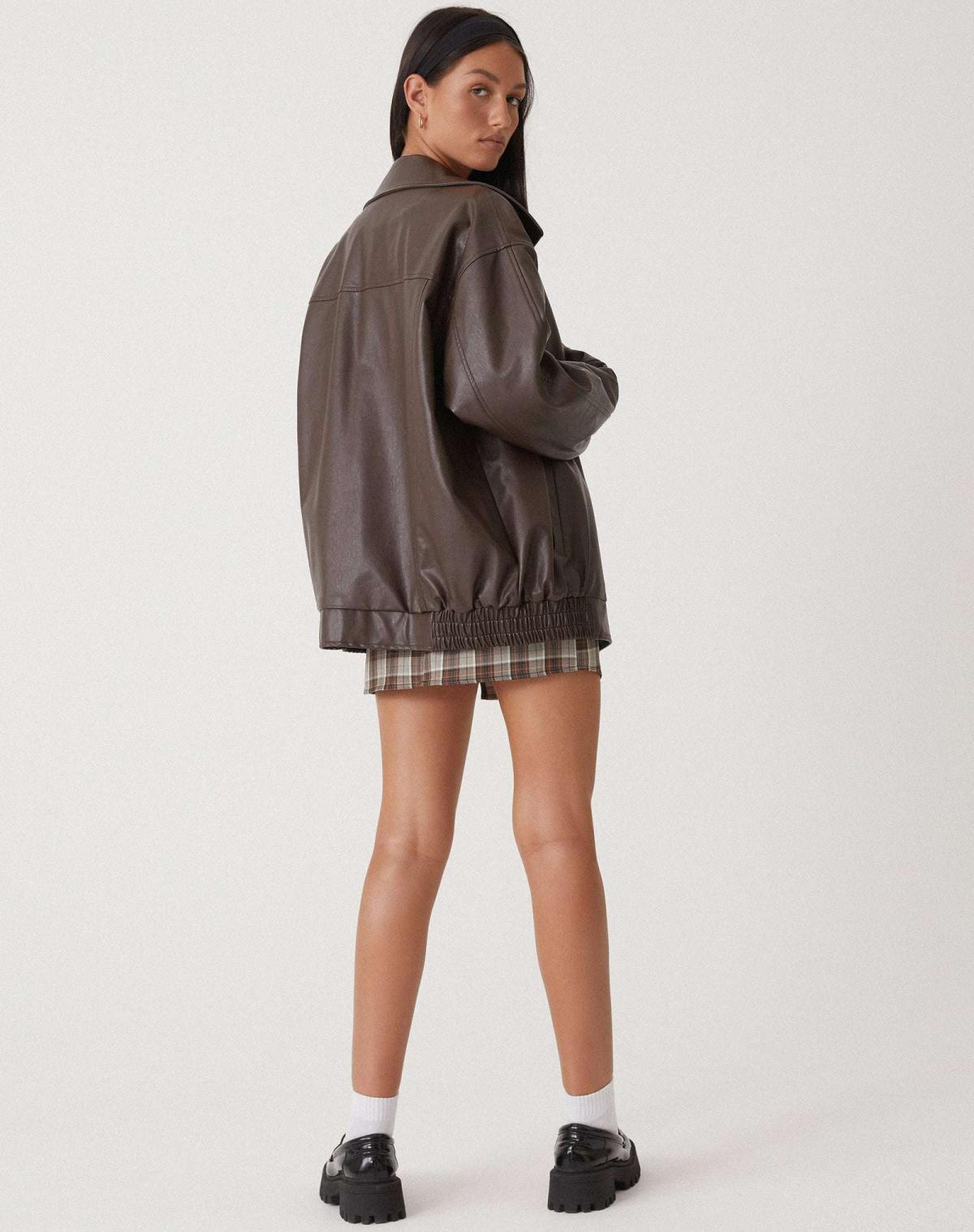 Veste en Cuir Oversized à Coupe Décontractée - Cecile
